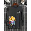 Casual Printed Simple Top Fashionable Loose Long-sleeved Crew Neck T-Shirts Men’s