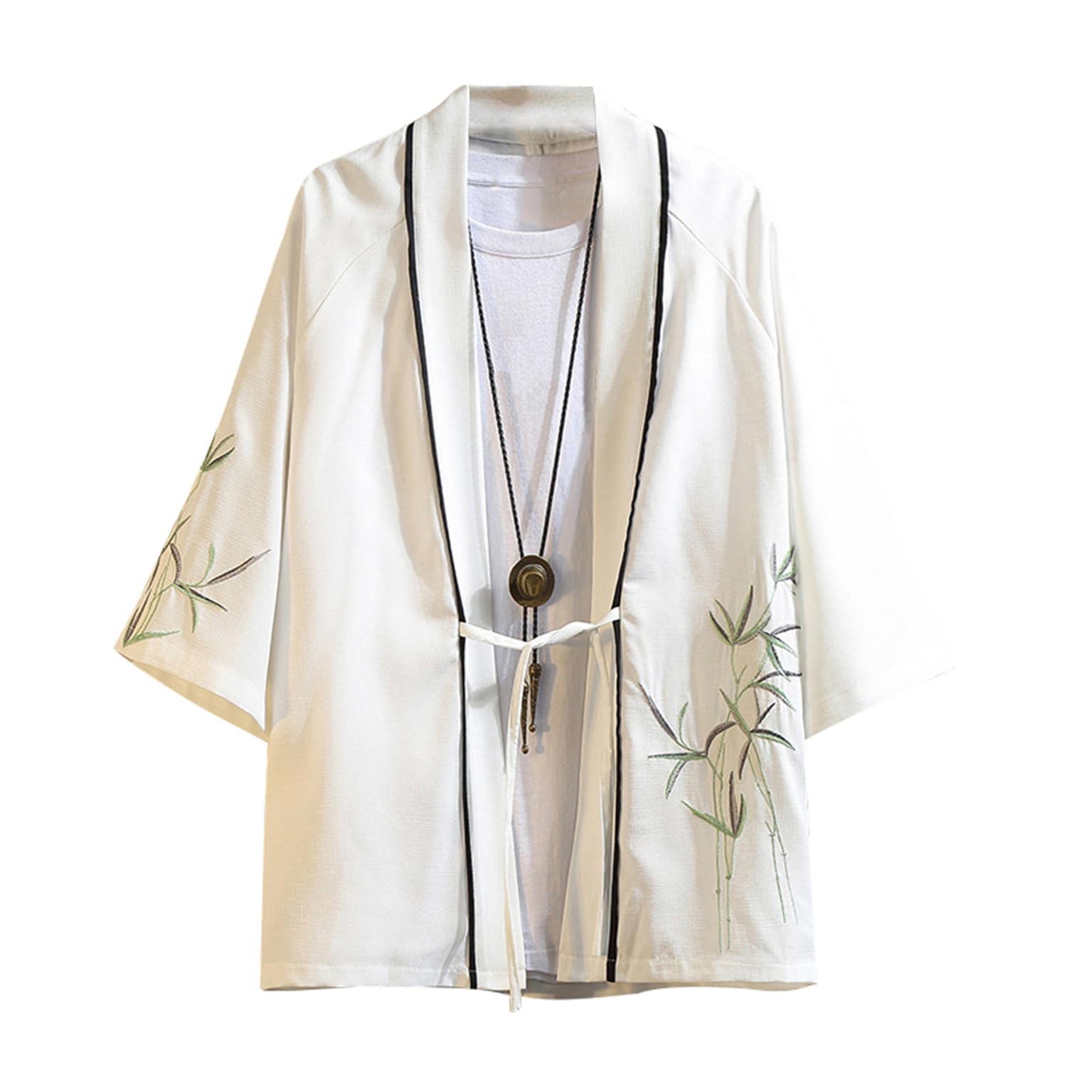 

Ininuk Летний Простой Солнечный Свободный Идеально для Лета Большие Размеры Свободный Однотонный 2205 5XL Мужская Толстовка в Японском Стиле, Рубашка с Открытой Передней Частью, С Рисунком, Легкий,