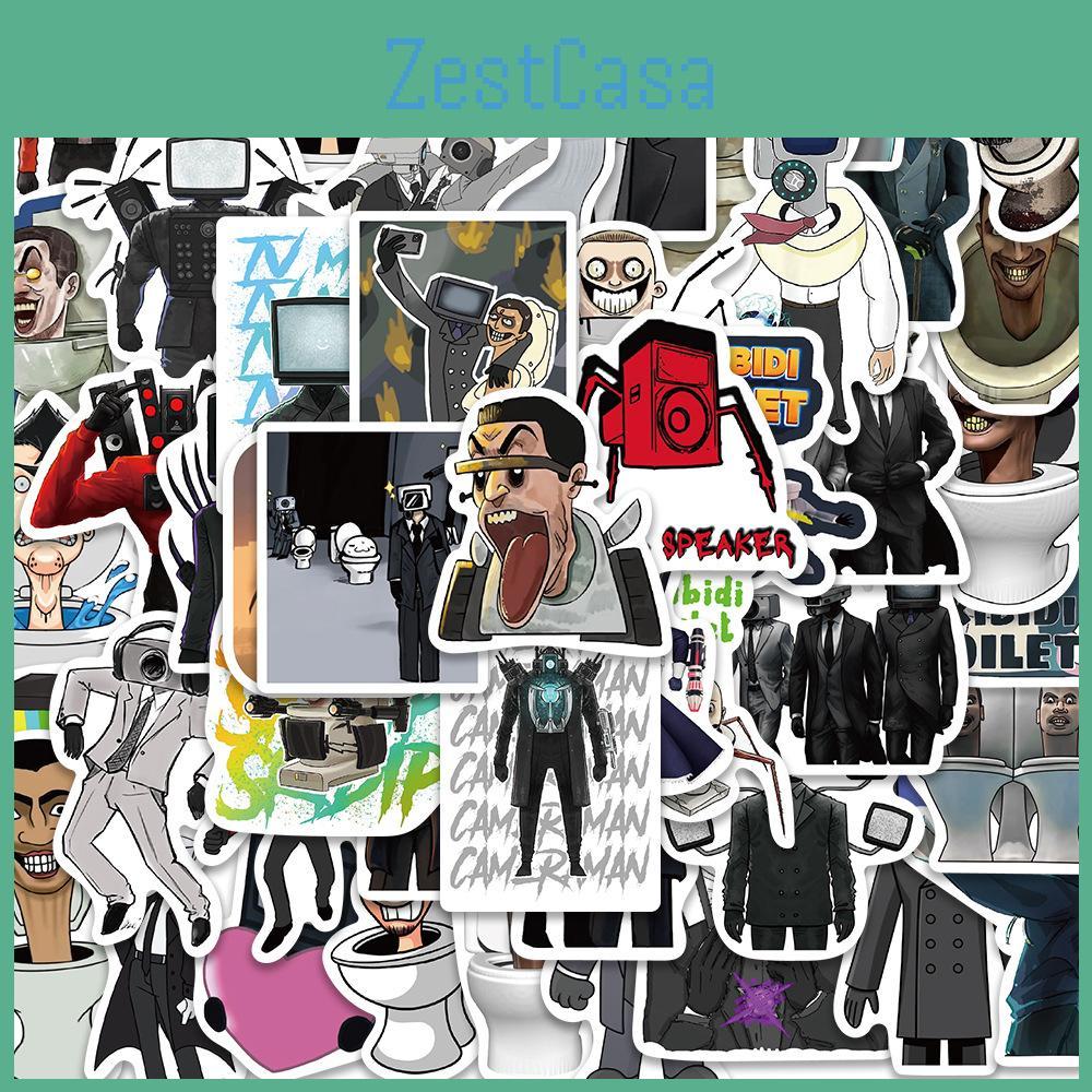50pcs Cute Toilet Man And Surveillance Man Graffiti Stickers Unique Decoration For Guitar Notebook Luggage Diy Waterproof Adhesive