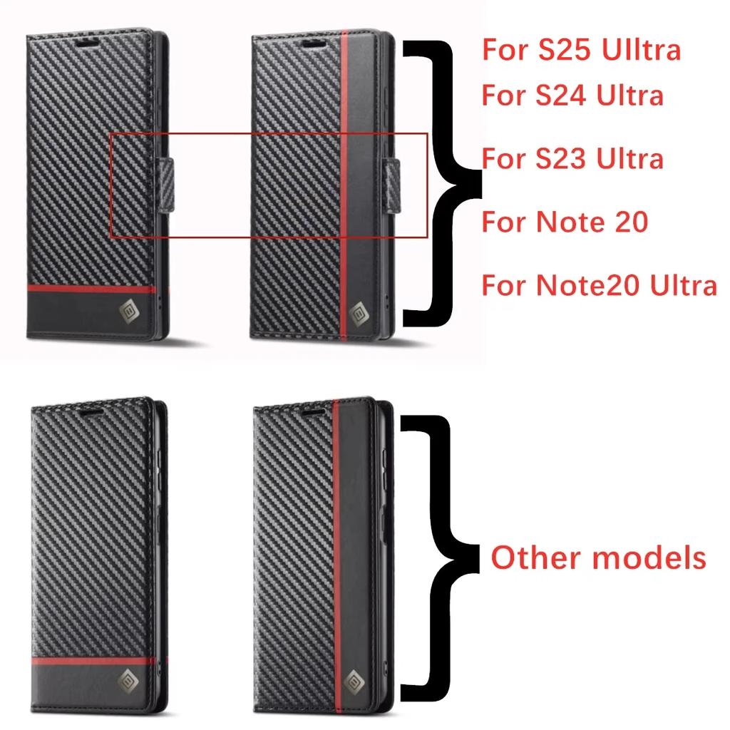 Etui ze skóry z włókna węglowego dla Samsunga Galaxy A16 A36 A56 A15 A25 A35 A55 A14 A24 A34 A35 A13 A33 A53 A26 A04 Portfel