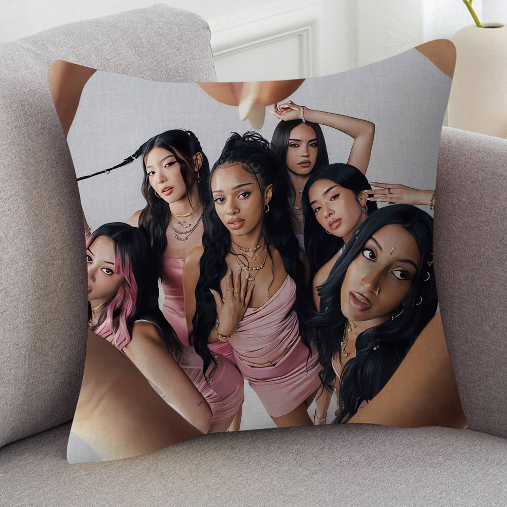 KPOP Katseye Pillow Case Soft Double Sided Print Sofa Cushion Cover Throw Pillow Covers