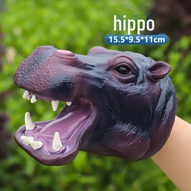 Mănuși pentru păpuși de mână dinozaur: Triceratops din cauciuc moale și Jucărie model animal T-Rex pentru copii