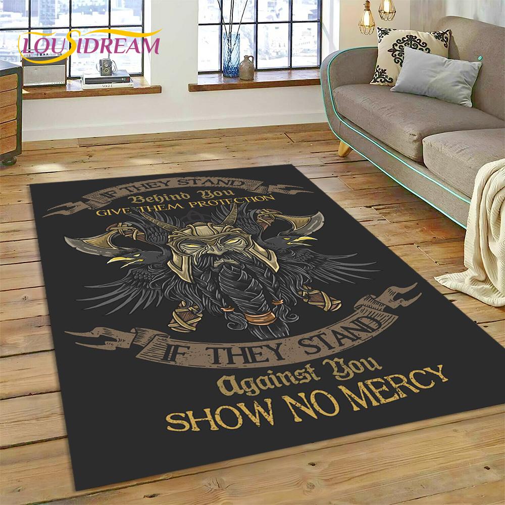 Viking Odin Valhalla Nordic Mythology Symbols Carpet Rug for Home Living Room Bedroom Sofa Doormat Decor,kids Non-slip Floor Mat