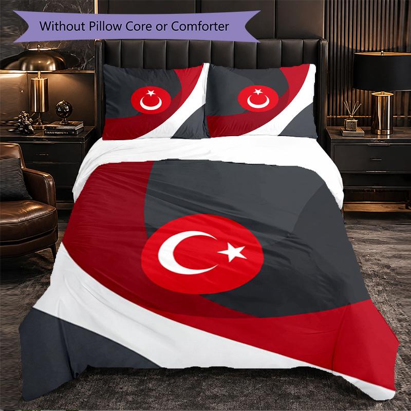 Turkey Football Pattern 3 Pieces Bedding Set Soft Microfiber Duvet Cover with Pillow Cases for Bedroom