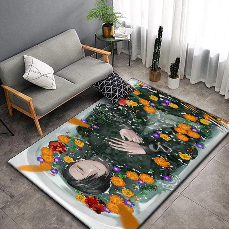 Jujutsu Kaisen Anime Rug Large,Carpet Rug for Living Room Bedroom Sofa Decoration,Doormat Kitchen Non-slip Floor Mat Picnic Camp