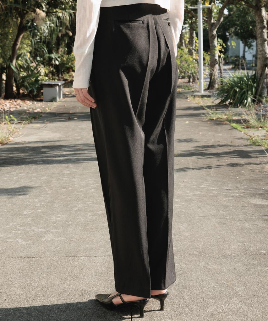 DEHEVE Classic Pintuck Wide Slacks [Black]
