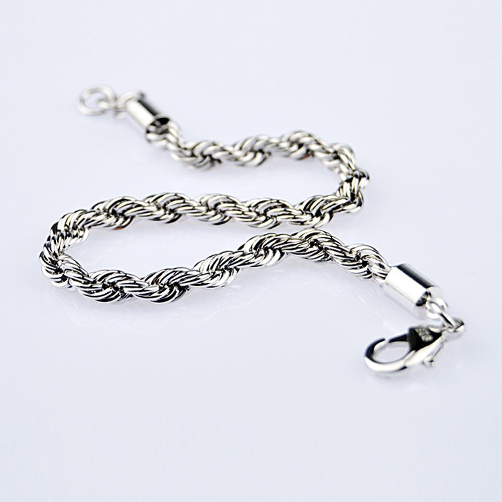 Fashion Men 100% Solid 925 Sterling Silver Bracelet Rope Chain 5MM 17-20CM Bangle for Man & Boy Cuff Jewelry Gift