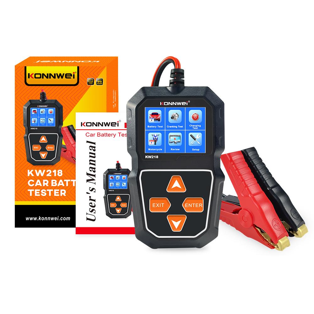 Car Battery Tester 12V 6V Motorcycle KONNWEI KW218 Cranking Test Charging Test Diagnostic Tool Support EFB AGM GEL Lead-acid Batteries