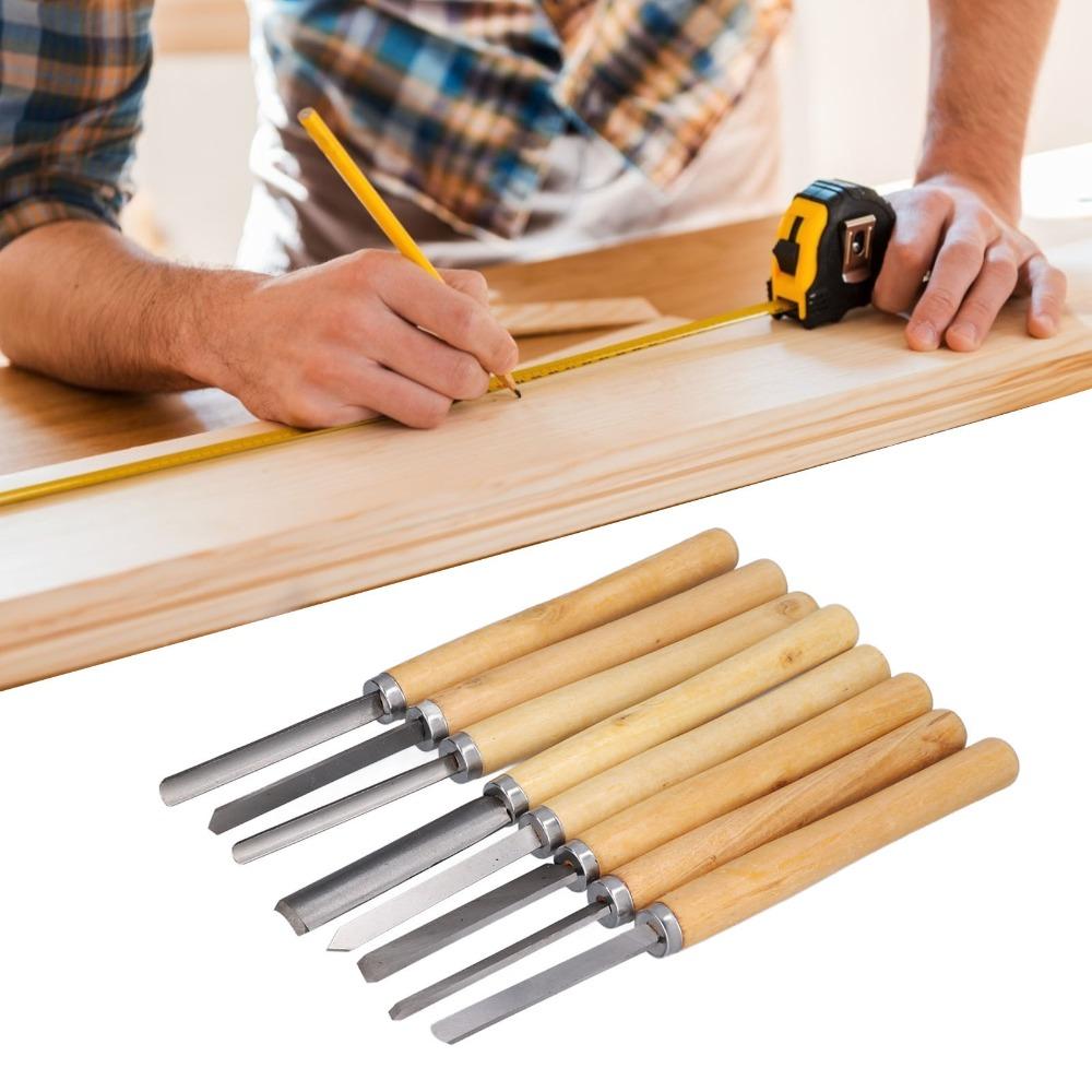 8PCS Skew Spear Point Round Nose Gouge Wood Turning Chisels Woodturning Tools For Woodworking