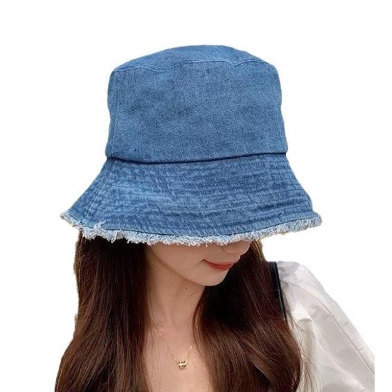 New Korean Version of The Spring and Autumn Wash Denim Used Fisherman Hat for Women's Retro Breasted Casual Barbed Basin Hat