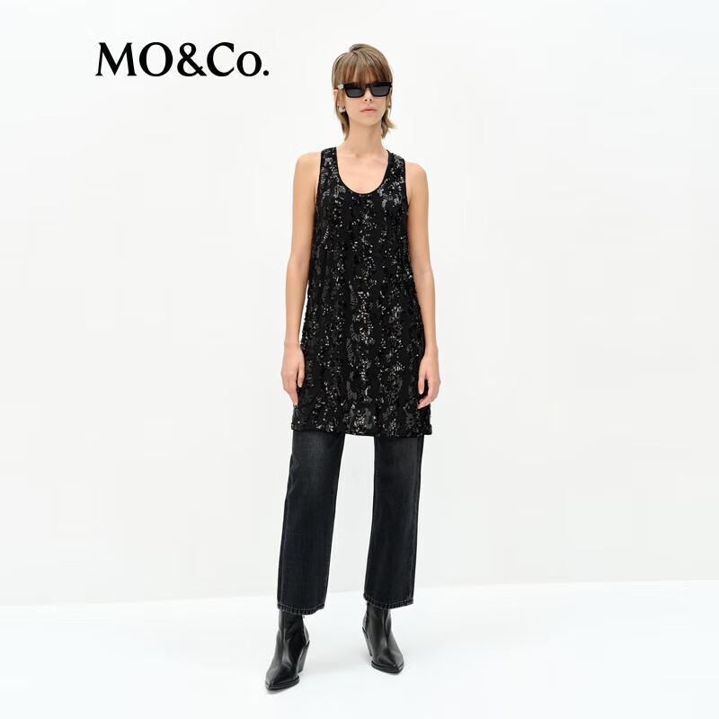 MO&Co. Sleeveless Sequin Embroidered Little Black Dress Set