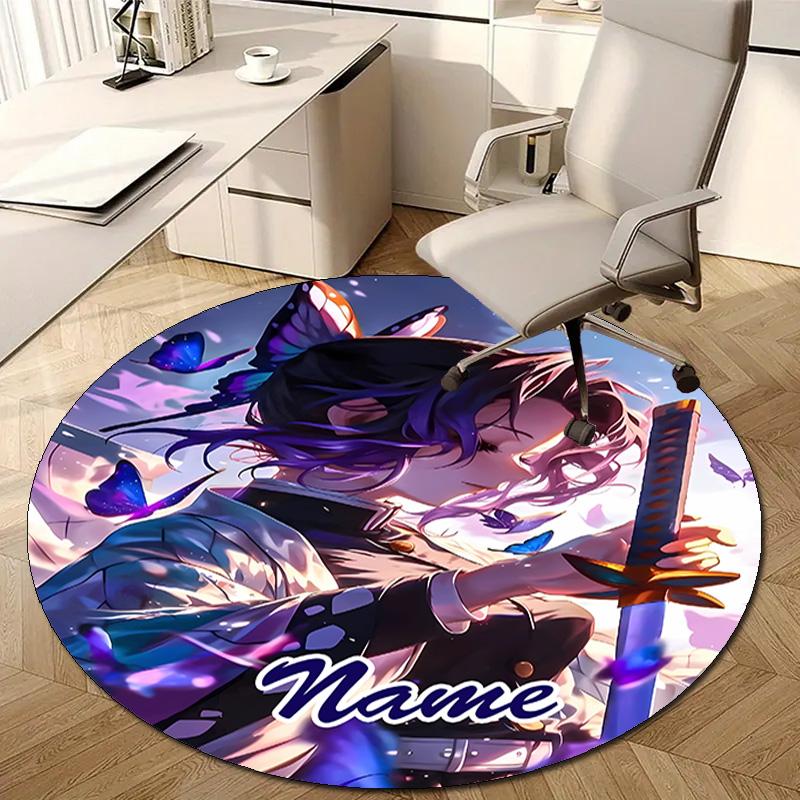 Personalized Demon Slayer Round Chair Office Rug - Perfect for Mat, Office Chair & More - Ideal Gift for Birthdays and Holidays