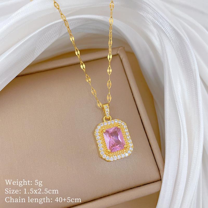 Kupfer-Mikro-Intarsien Leichter Luxus Mode Persönlichkeit Temperament Wunderschöne Voll-Diamant-Halskette Damen Vielseitige Schlüsselbein-Kette Titanstahl