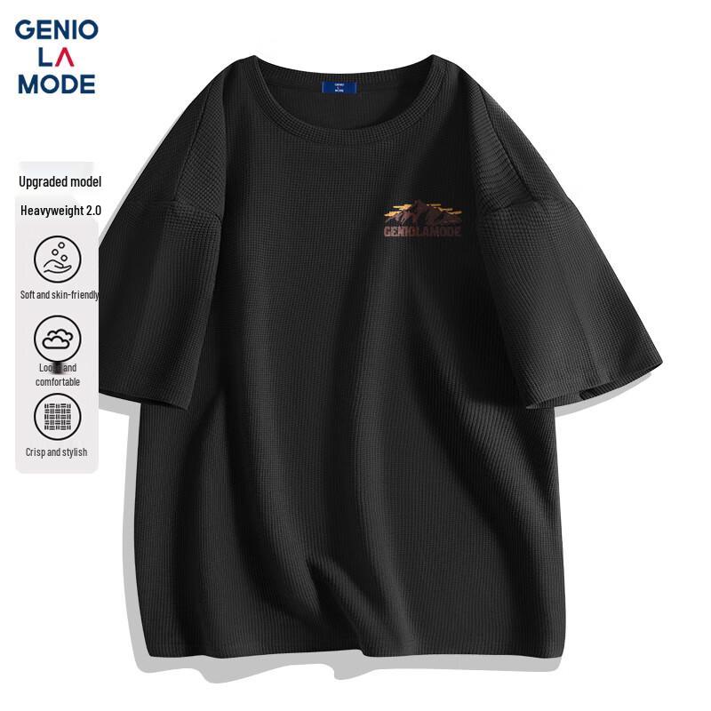 GENIOLAMODE Men s Waffle Knit Short Sleeve T-Shirt XL