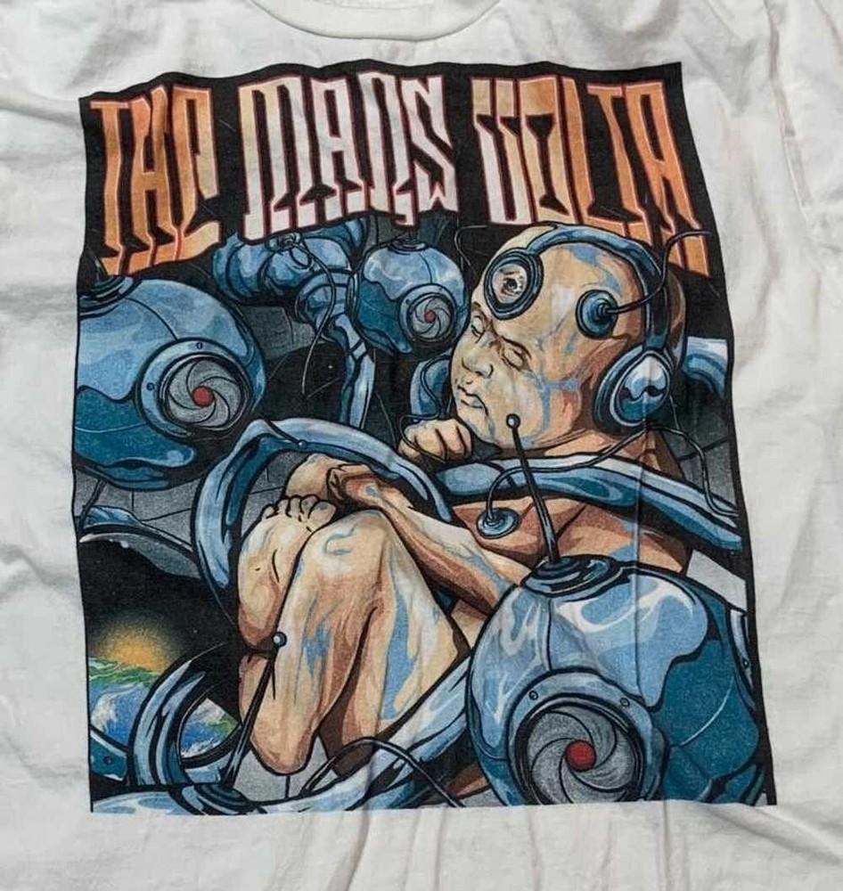 Хлопковая белая футболка группы The Mars Volta Подарок для фаната NI937 Унисекс футболка M