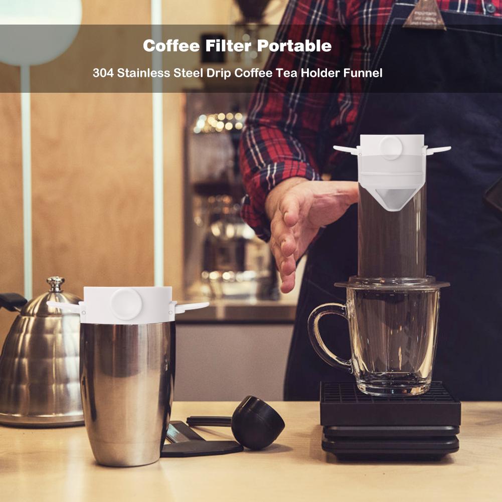 Collapsible Drip Coffee Tea Holder Stainless Steel Drip Coffee Filter Reusable Hand Brewed Coffee Filter Cup for Travel Camping