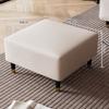 Faux Leather Ottoman Stool with Solid Wood Base, Modern Footrest for Living Room, Adjustable Padded Step Stool Shoe Bench