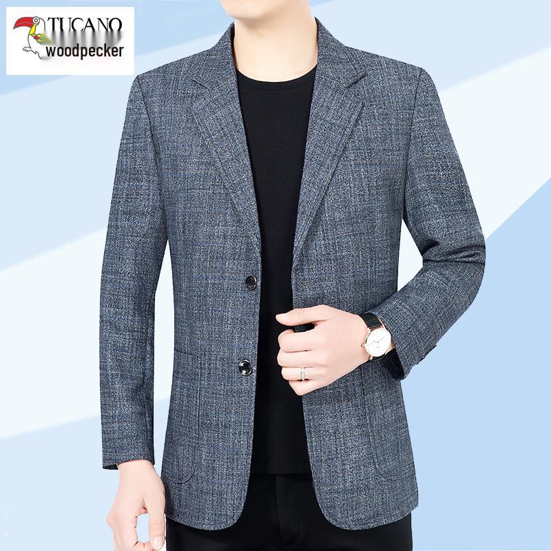 

Woodpecker Men s Lightweight Business Casual Blazer - Spring/Autumn 4XL 195cm—4XL170—180 jin