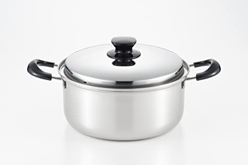 Yoshikawa Integrate Tsubame-Sanjo 24cm 5.3L Double-Handled Pot with Lid, Induction and Direct Heat Compatible, Made In Japan, SJ3397