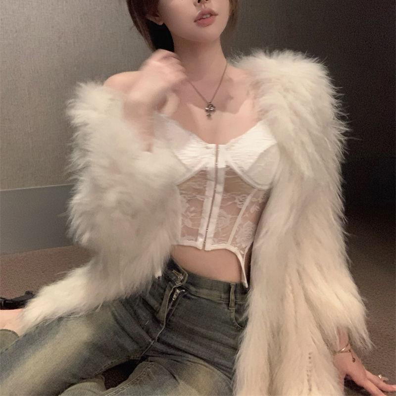 Lace Camisole European and American Retro Sexy Spicy Girl Fishbone Irregular Fashion Vest with Chest Cushion Integrated Top