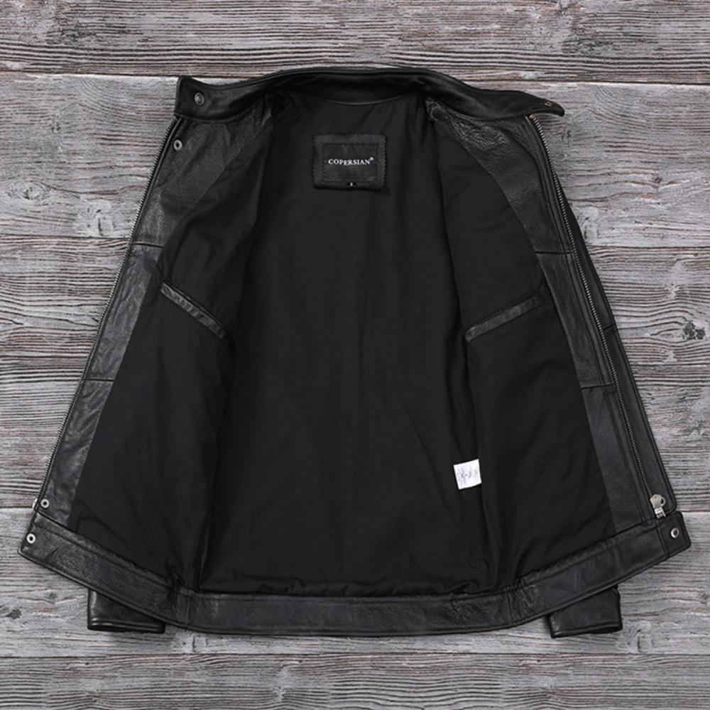 Chinese Size Men Leather Jacket Style Genuine Cowhide Coat Soft Slim Fit Spring