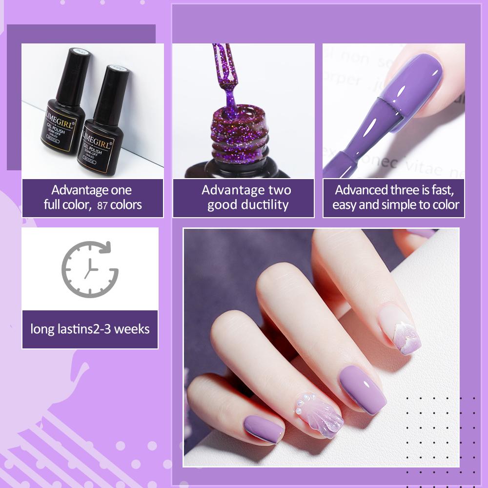 Limegirl 87 de culori, 8 ml, lac de unghii cu gel pentru unghii, produse pentru unghii, semi-permanente, pentru manichiura pentru arta unghiilor, lacuri de unghii cu LED UV