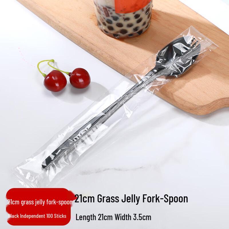 ZISIZ Black Disposable Long-Handled Dessert Spoons