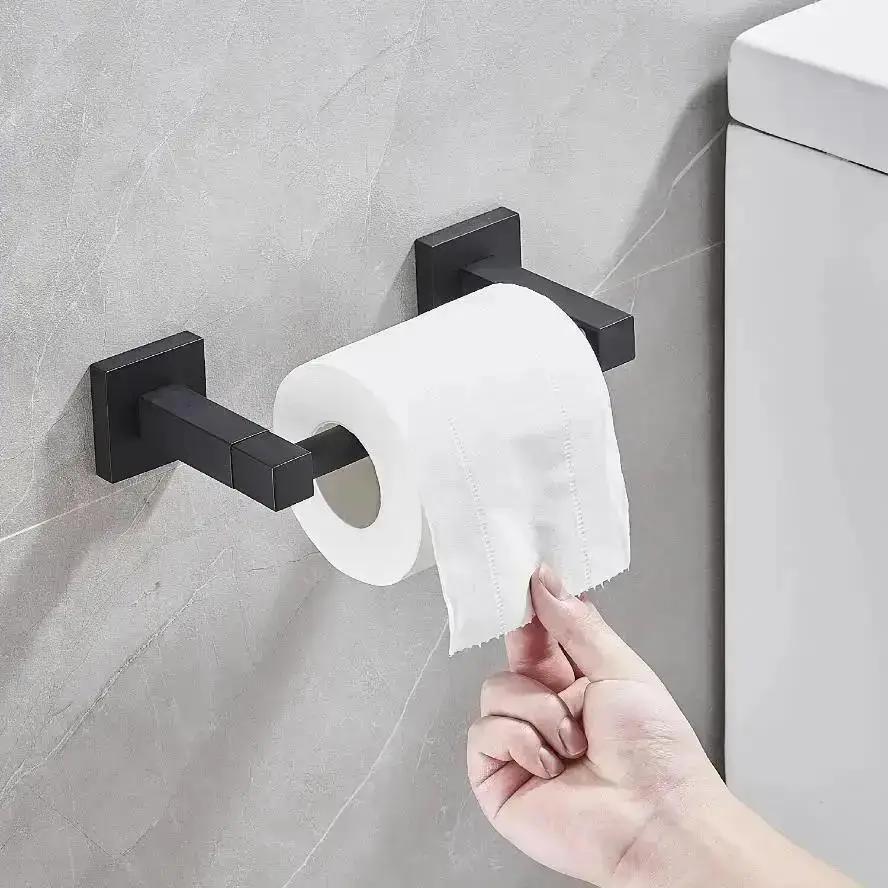1 Pcs New Black Square 304 Stainless Steel Toilet Paper Holder Bathroom Toilet Paper Holder Sanitary Ware Hardware Hanging Parts