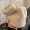 Luxury Fake Fur Ladies Bucket Shoulder Bags Soft Plush Women's Small Crossbody Bag Solid Color Female Furry Clutch Handbags