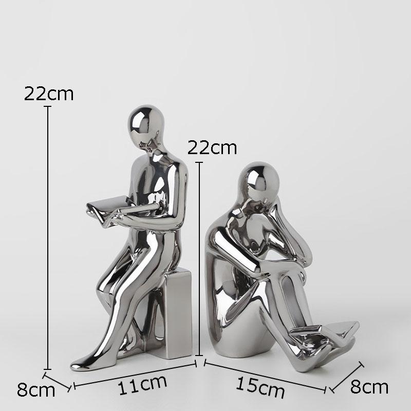 Reader Shape Crafts Statue Ceramic Bookends Library Bookshelf Crafts Ornaments Minimalism Character Sculpture Creative Bookends