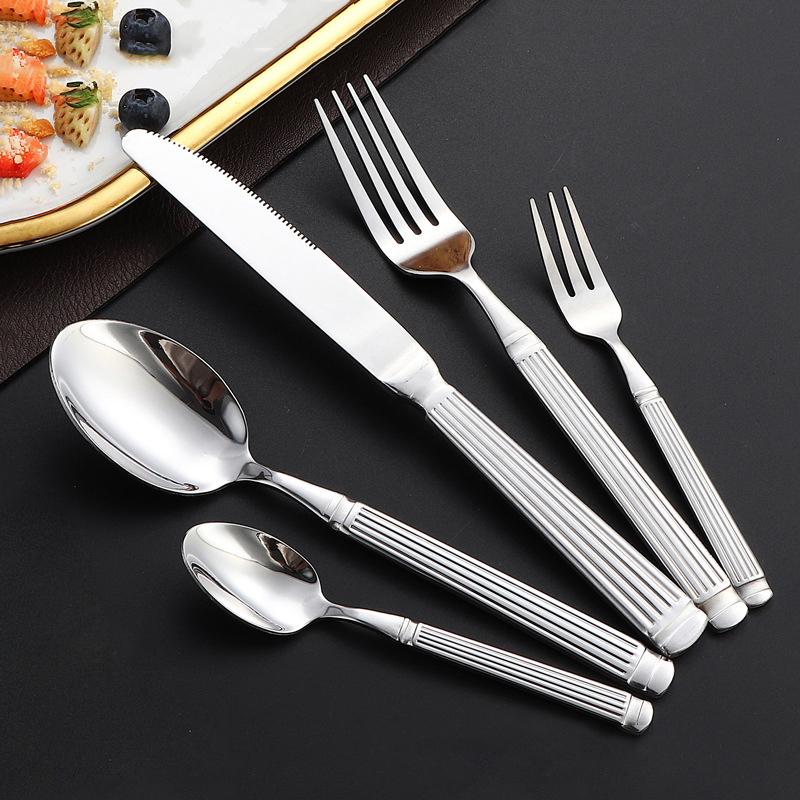 Stainless Steel Silver Dinner Dinnerware Knife Fruit Fork Spoon Cutlery Kitchen Wear Resistant Tableware Silverware