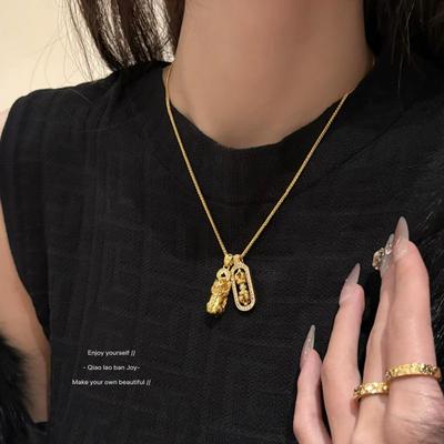 Zhongying Jewelry Pixiu Vajra Necklace: Women's Luxurious Gold Pendant Clavicle Chain for Good Fortune