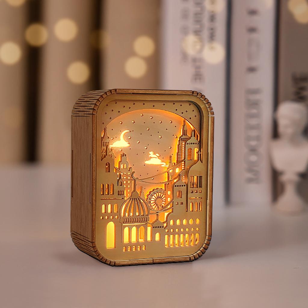 3D Led Night Light Modern Wood Table Lamp 3D Hollow Carving Wood Light Bedroom Night Lamp For Children Desktop Decor Lamp Gift