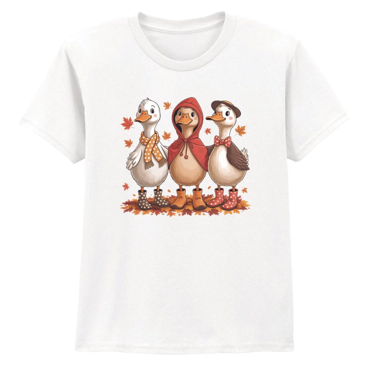Милые утки Осень Животные Детская футболка Детская футболка на осеннюю тематику 120