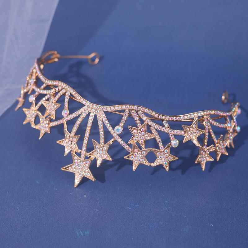 

Bride s Star shaped Hair Crown Headwear Retro Birthday Dinner Crown Dress Accessories Main Wedding Dress Bride s Hair Accessory