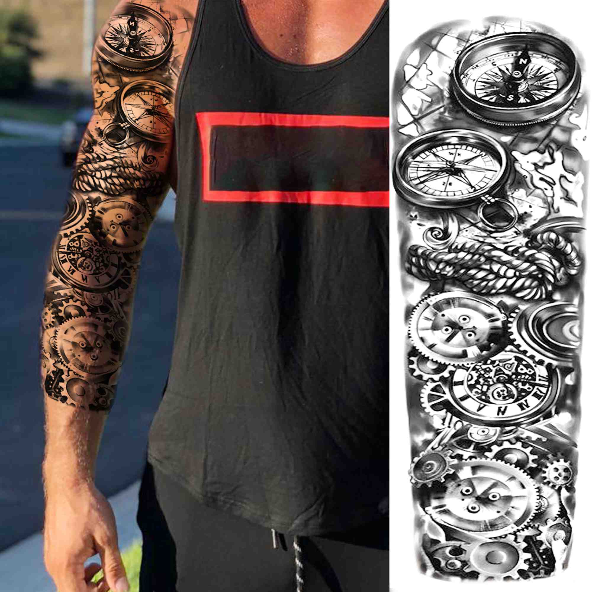 

Военные временные татуировки маори для мужчин, взрослые, реалистичные поддельные татуировки льва, самурая, большая наклейка, сексуальные татуировки на всю руку