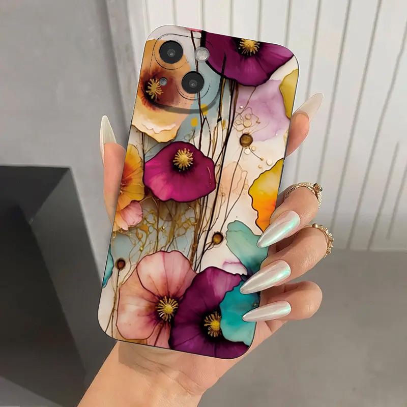

Vintage Floral Pattern Soft TPU Protective Phone Case for iPhone 17 16 Pro Max 15 14 13 12 11 7 8 16 Plus 16E 17 Air Cases Cover For iPhone 16Pro Max