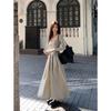 French-Style Black Long-Sleeved Tea Dress For Women, New High-End Hepburn-Style Waist-Cinching Long Dress For Spring, Summer, And Autumn