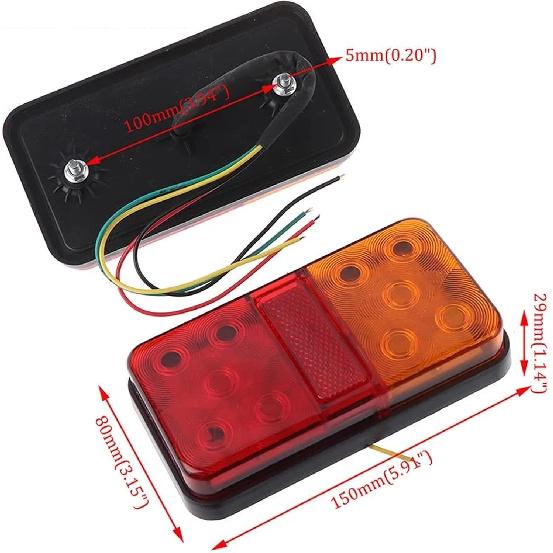 2PCS 12V LED Rear Tail Lights Trailer Lights Universal 10Leds Stop Brake Light Turn Signal Indicator Lamp for Caravan Van Boat Camper Truck Lorry