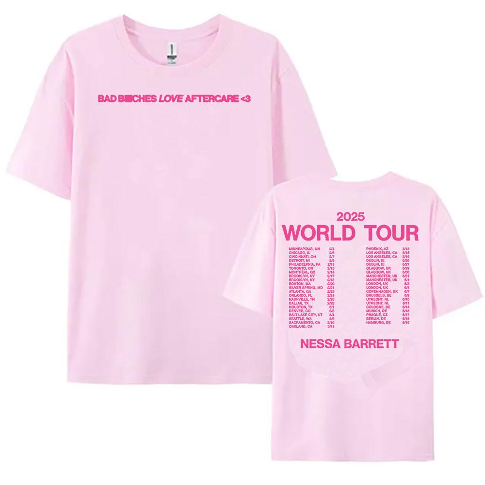 Nessa Barrett World Tour New Tshirts Aftercare Album Graphic Tshirt Cotton Short Sleeve Male T Shirt Singer Printing Tees