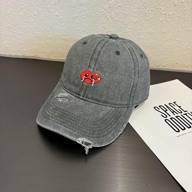 

RICYGVM Funny Expression Baseball Hat For Women Sunshade Peaked Cap Heart Love Duck Tongue Caps Solid Color Fashion Unisex Visor Adjustable сірий