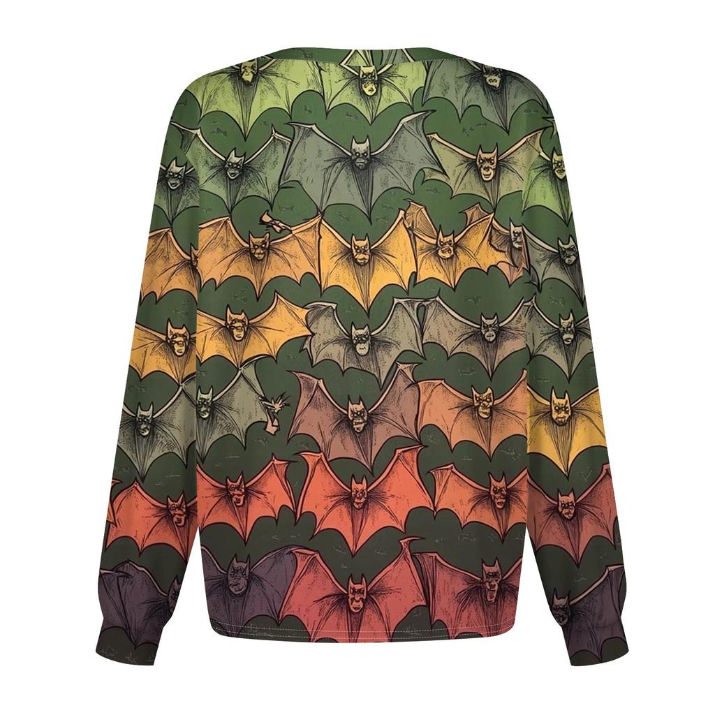Women's Casual Long Sleeve Single Breasted Halloween Printed Clothes Cardigan Top Clothes Uniforms