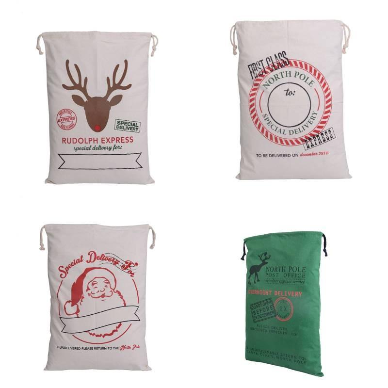 Large Merry Canvas Christmas Santa Sack Xmas Stocking Reindeer Gift Storage Bag