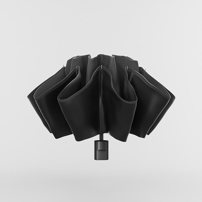 Men's Black 24-Rib Automatic Folding Umbrella with Custom Logo and UV Protection