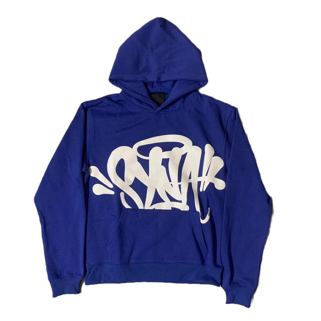SYNAWORLD Wind Hip Hop Letter Print Fleece-Lined Hooded Sweatshirt - Casual Trendy Sportswear