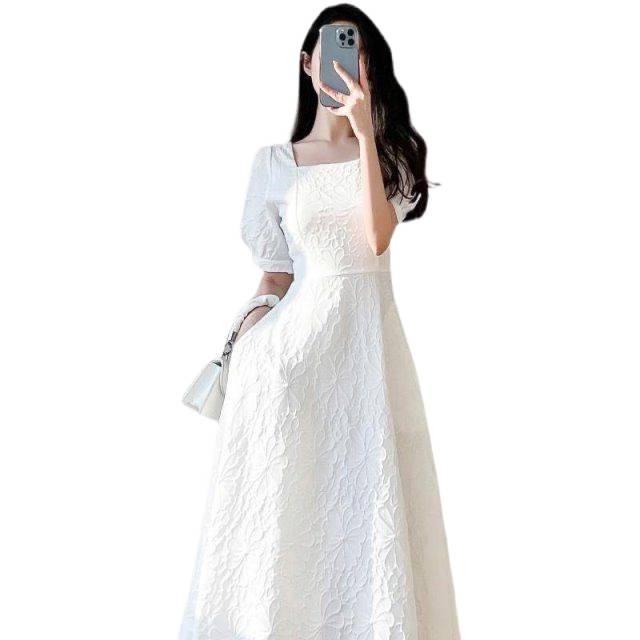 White French First Love 2026 Square Neck Puff Sleeve Retro Dress
