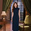Improved cheongsam sleeveless stand-up collar blue jacquard high-end atmospheric retro Republic of China style slim dress can be worn every day
