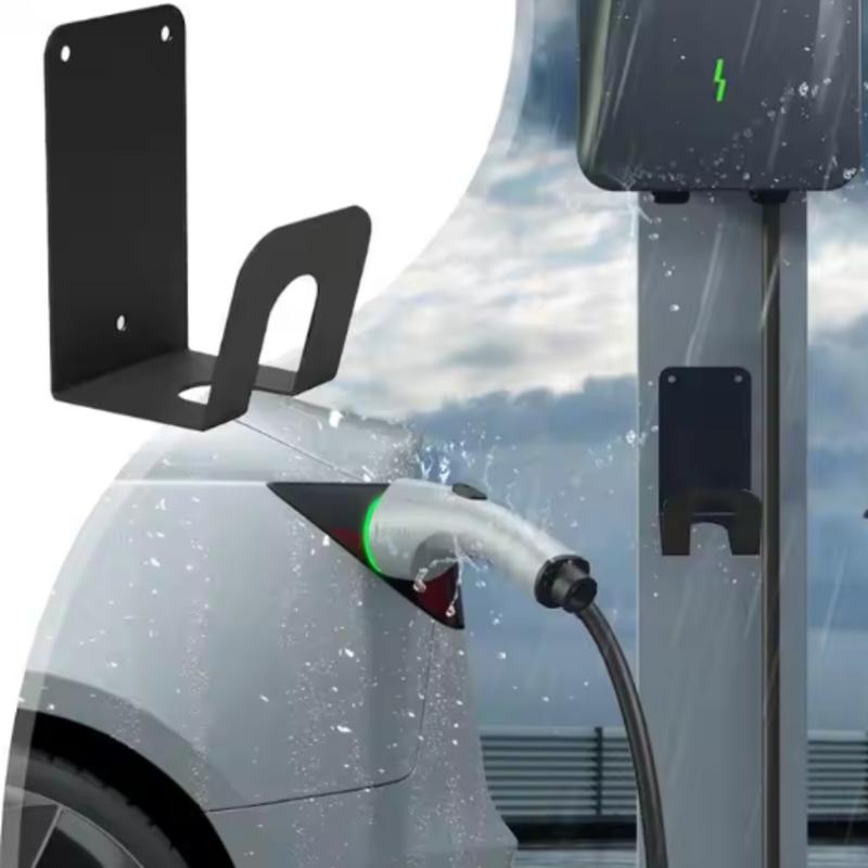 A54K-Universal EV Cable Holder-Wall Mount Hook For Electric Vehicles, Black For Charging Station Use