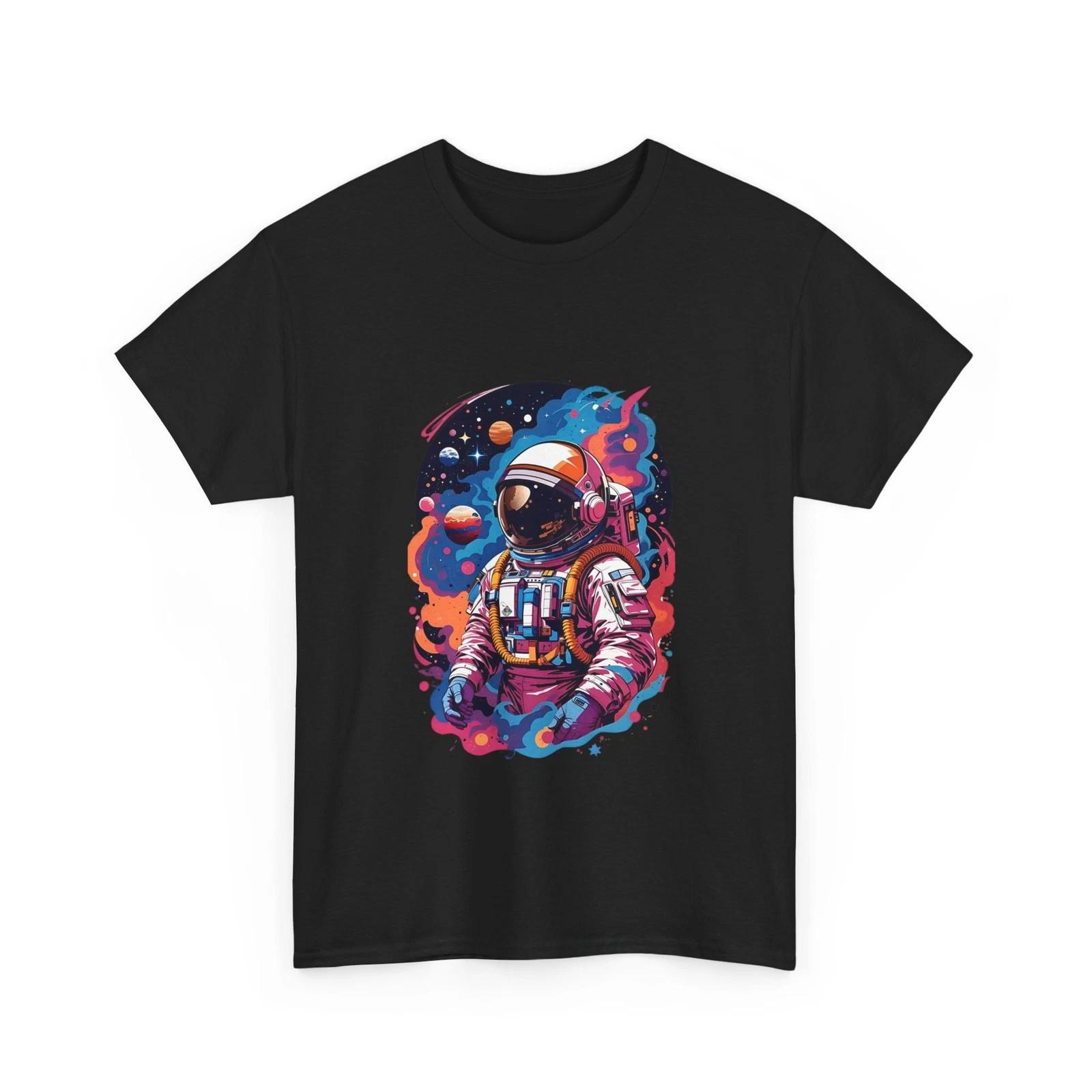 Colorful Astronaut T-Shirt Space Helmet Galaxy Illustration Graphic Tee 4XL