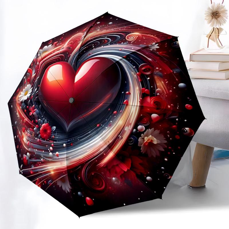 

1pc Heart Decorations Automatic Folding Umbrella Durable Iron Frame,All Seasons Home Travel Outdoor Multifunctional Umbrella yy251115171